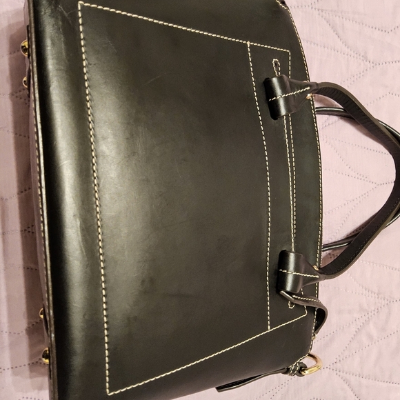 Dooney & Bourke Black Satchel with Gold Accents Gently Loved - Picture 2 of 9